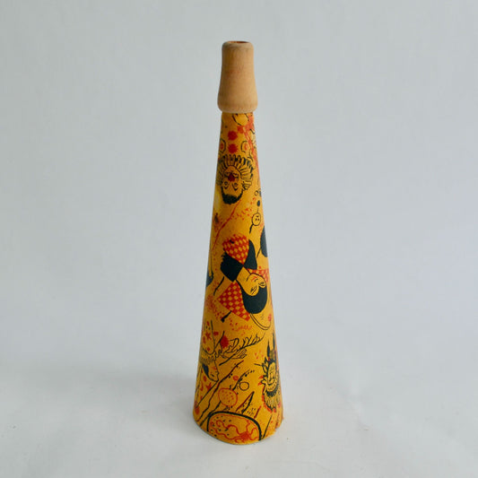 Vintage Noise Maker Cardboard with Wood Mouthpiece Clown Indian Joker Jester 9"