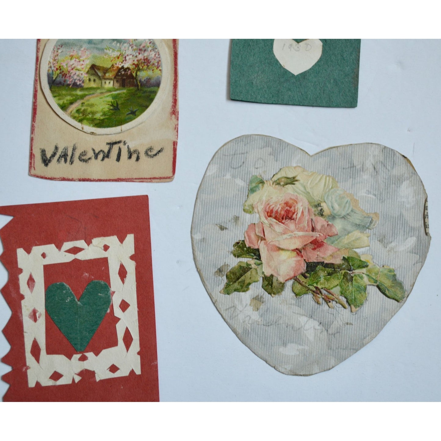 1930s Vintage HANDMADE OOAK Valentine Cards Unique Lot #6