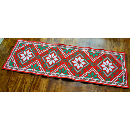 Reversible Red Green Wool? Bari Italy? Table Runner Christmas Vintage