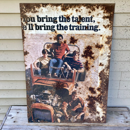 Vintage Vietnam Era Army Recruiting Sign Recruitment Metal Talent Training 21x30