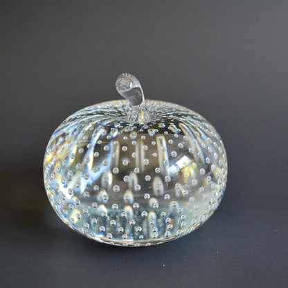 Vintage Solid Glass Apple Paperweight Controlled Bubbles Bolle Bullicante 3.25" Diameter