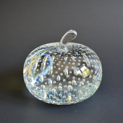 Vintage Solid Glass Apple Paperweight Controlled Bubbles Bolle Bullicante 3.25" Diameter