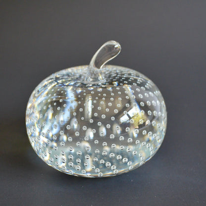 Vintage Solid Glass Apple Paperweight Controlled Bubbles Bolle Bullicante 3.25" Diameter