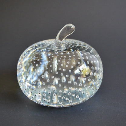 Vintage Solid Glass Apple Paperweight Controlled Bubbles Bolle Bullicante 3.25" Diameter