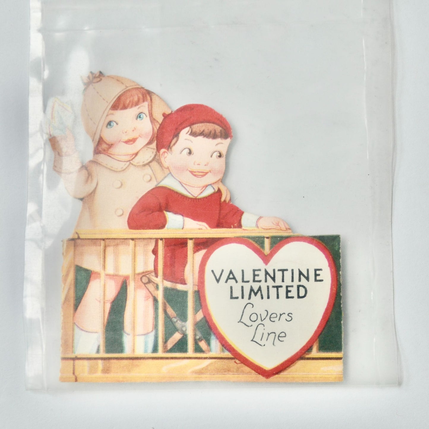 Vintage Valentine Card Limited Lovers Line Boy Girl