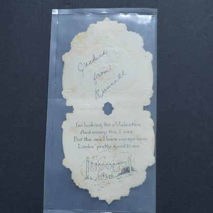 Vintage Embossed Die Cut Valentine Card Heart To My