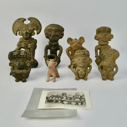 Museum Copies Terra Cotta Pre-Historic Zapotec Indians Oaxaca Mexico 1960s Vintage