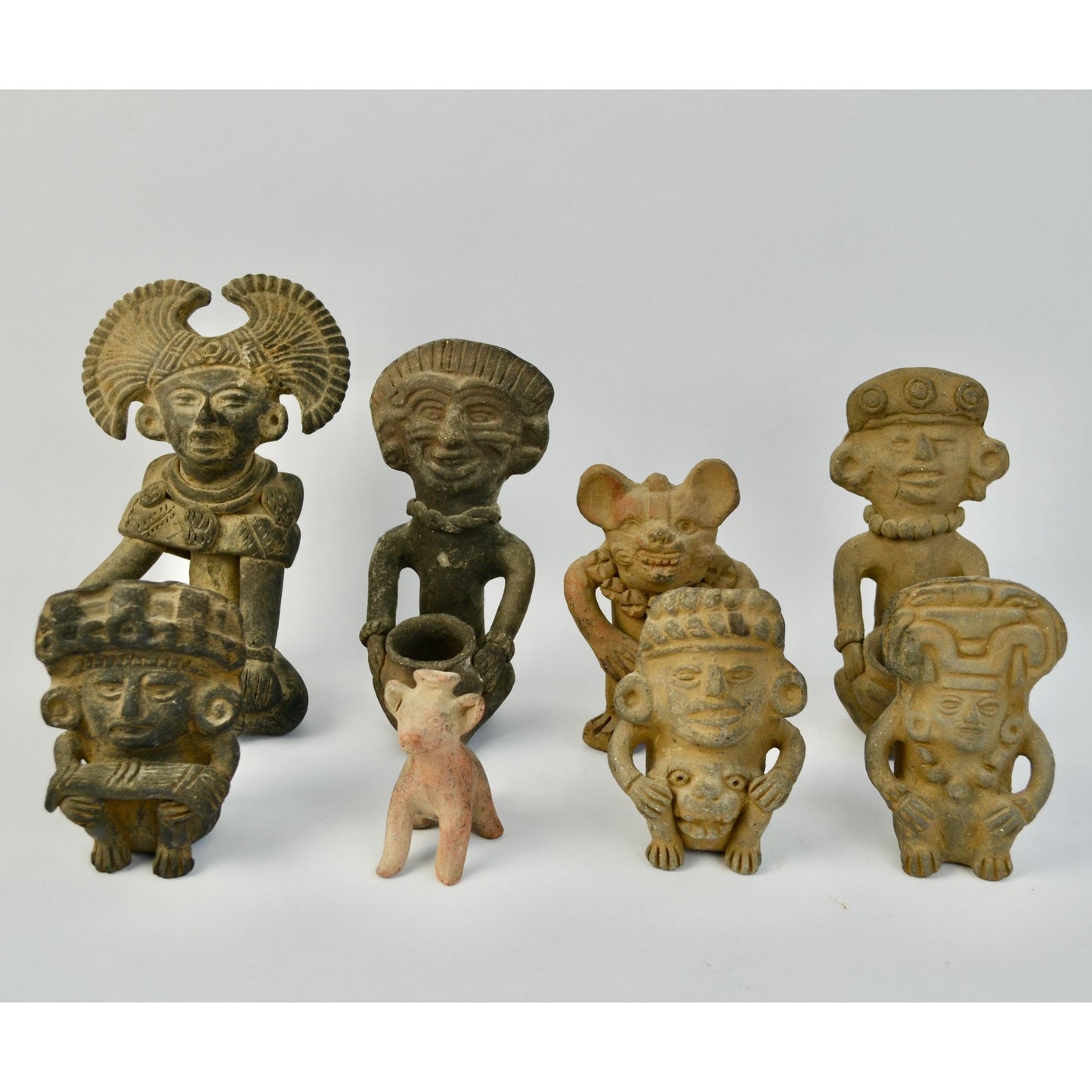 Museum Copies Terra Cotta Pre-Historic Zapotec Indians Oaxaca Mexico 1960s Vintage