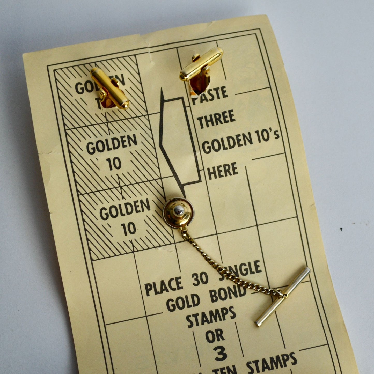 Vintage Gold Bond Sandy Saver Tie Clip & Cuff Links w/ Booklet