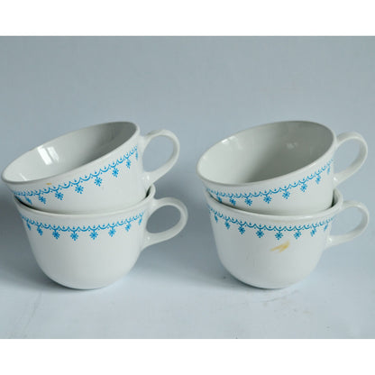 Corelle Snowflake Blue Garland Set of 4 Coffee Mugs Cups