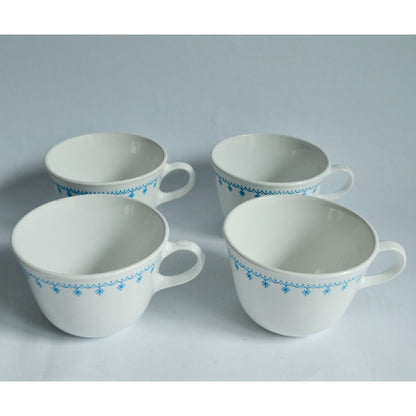 Corelle Snowflake Blue Garland Set of 4 Coffee Mugs Cups