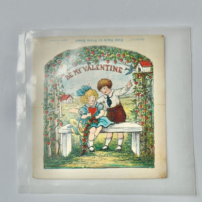 Beistle Easel Vintage Valentine's Card Be My Valentine Boy Girl Bench