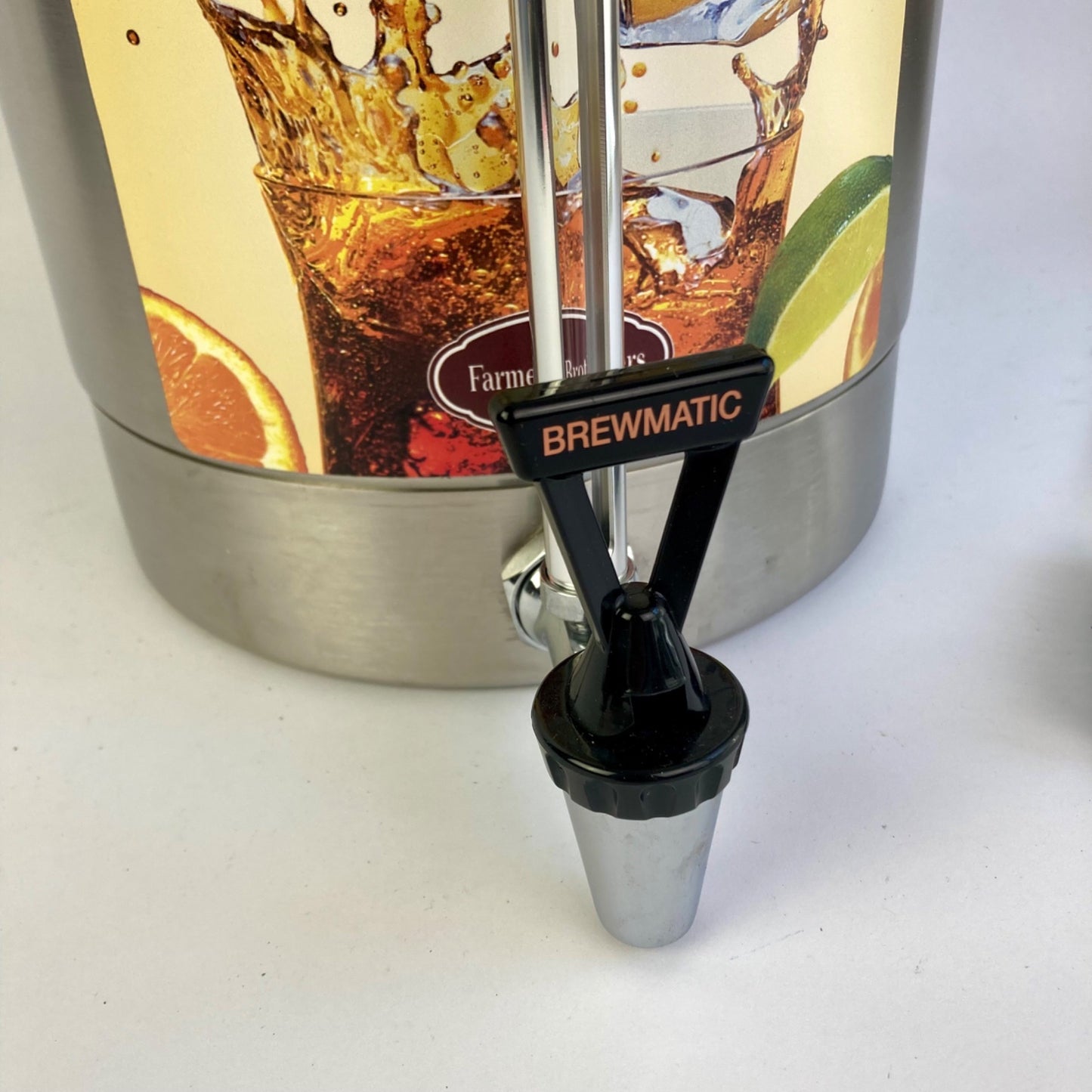 Vintage Brewmatic Farmer Iced Tea Dispenser Stainless Steel #1250508 Commercial