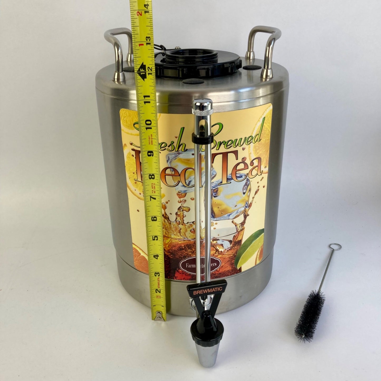 Vintage Brewmatic Farmer Iced Tea Dispenser Stainless Steel #1250508 Commercial