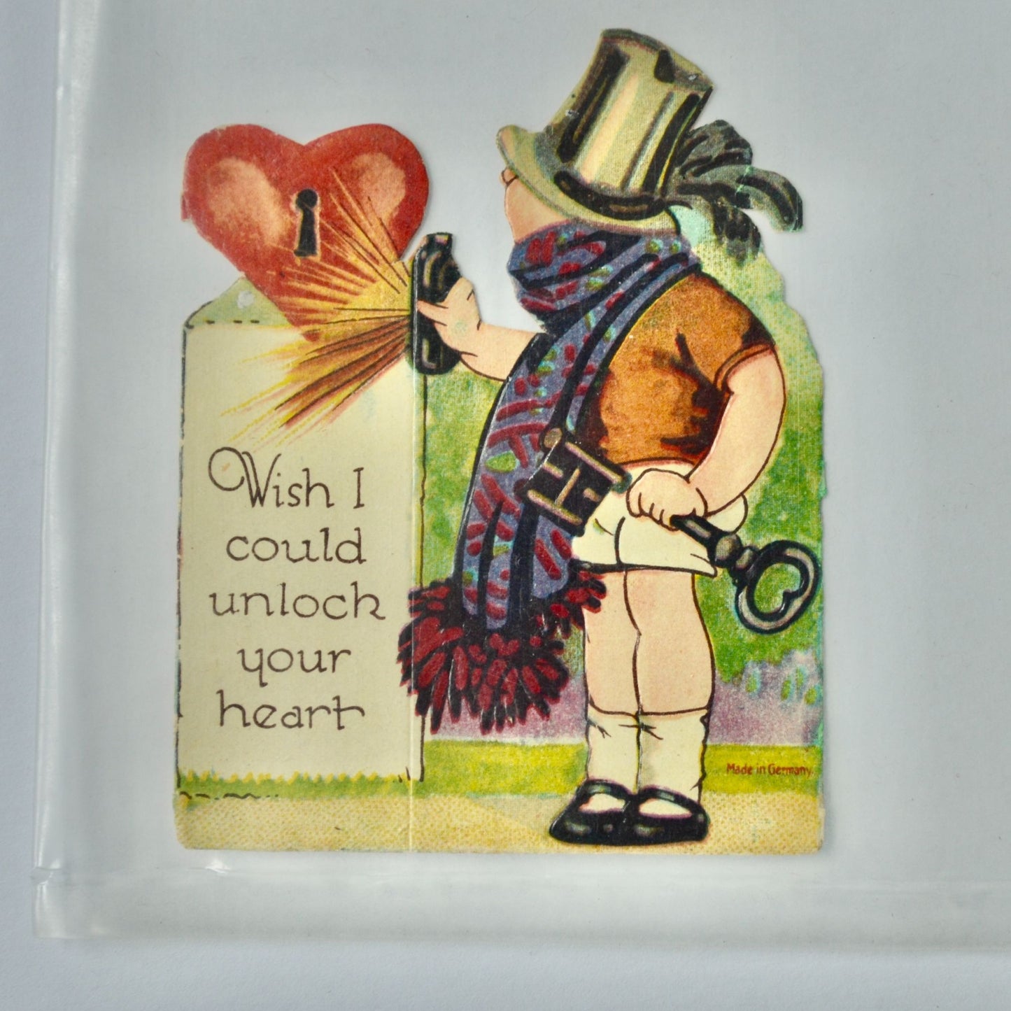 Vintage Valentine Card Wish I Could Unlock Your Heart