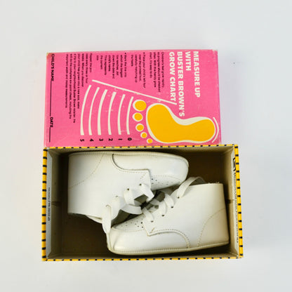 Buster Brown Cribbers Infant White Leather Lace-Up Shoes With Original Box