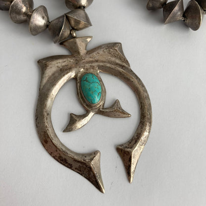 1940s Navajo Cast Naja Pendant Turquoise Silver Vintage