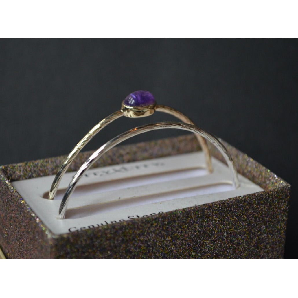 City x City Bangle Bracelet Pair Purple Stone Gold Silver