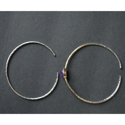 City x City Bangle Bracelet Pair Purple Stone Gold Silver