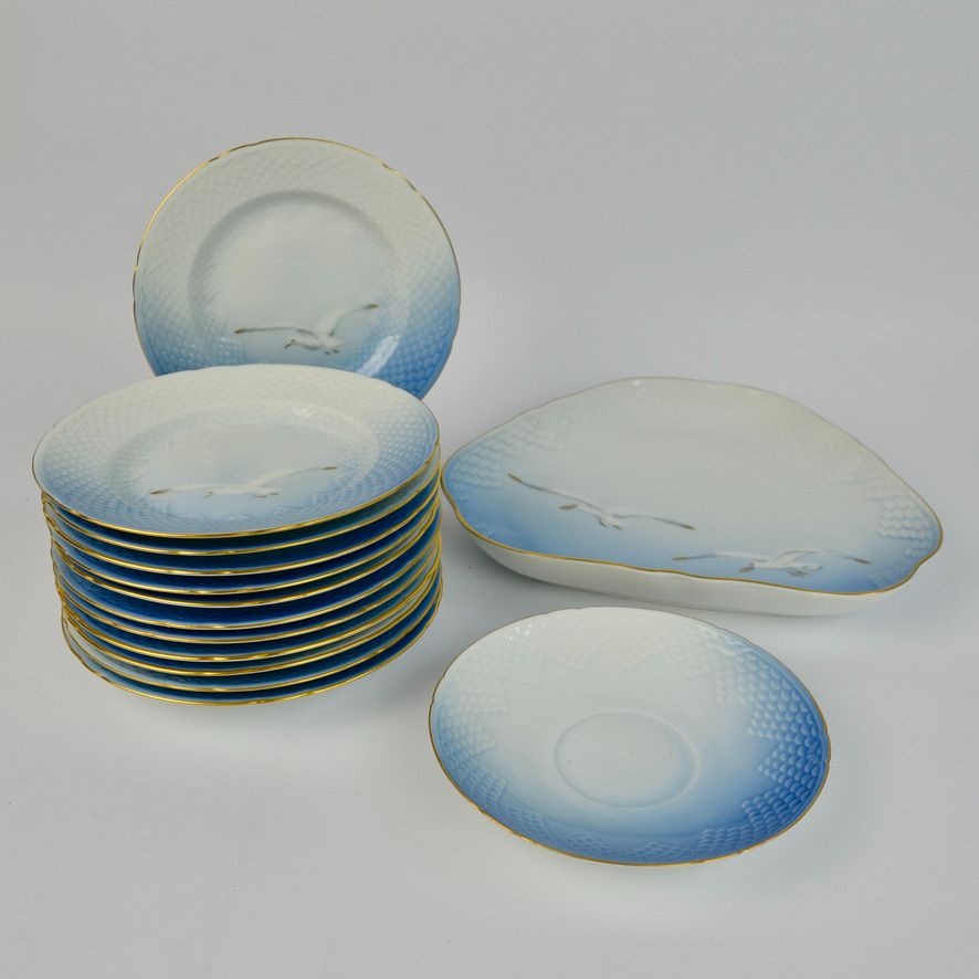 Bing & Grondahl Denmark Seagull Plates Dishes Set Triangular Saucer Bread Plates
