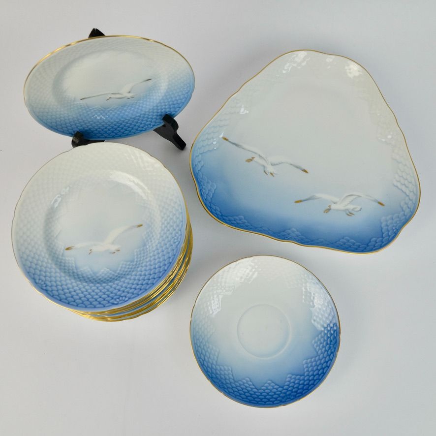Bing & Grondahl Denmark Seagull Plates Dishes Set Triangular Saucer Bread Plates