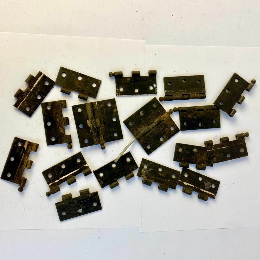Lot Antique Cast Iron Hinge Parts Cabinet Door Butt Hinges Vintage