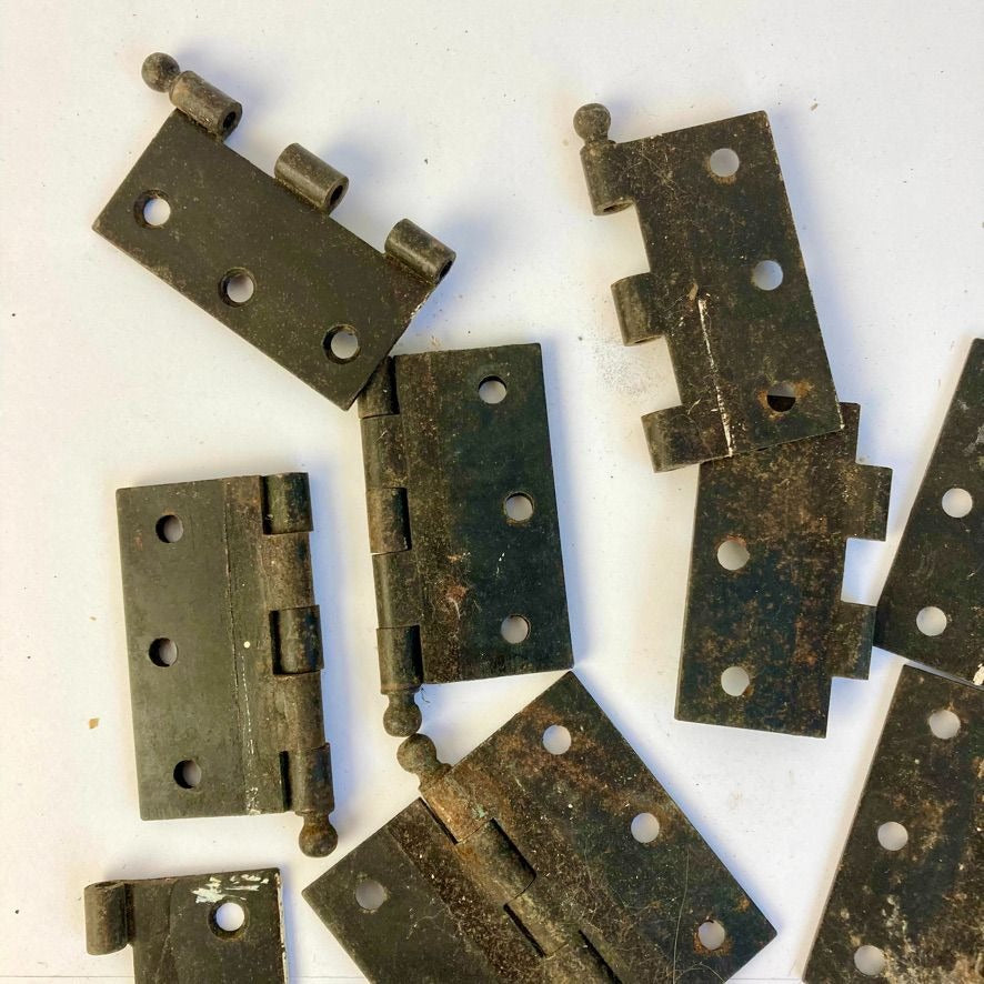 Lot Antique Cast Iron Hinge Parts Cabinet Door Butt Hinges Vintage