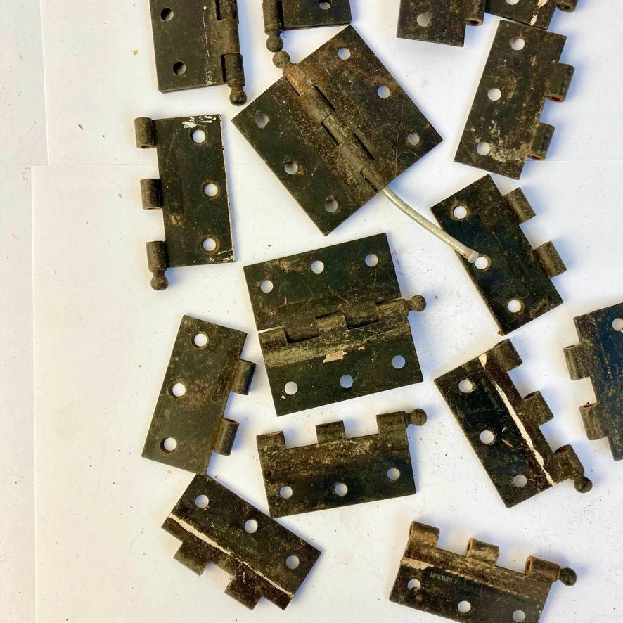 Lot Antique Cast Iron Hinge Parts Cabinet Door Butt Hinges Vintage
