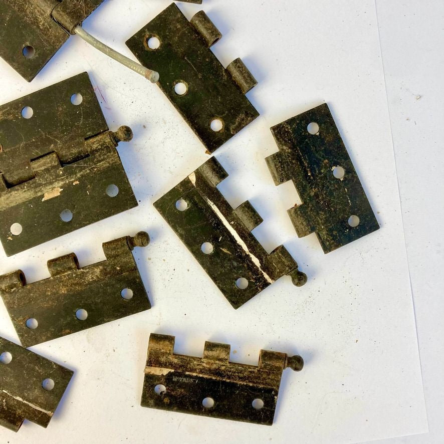 Lot Antique Cast Iron Hinge Parts Cabinet Door Butt Hinges Vintage