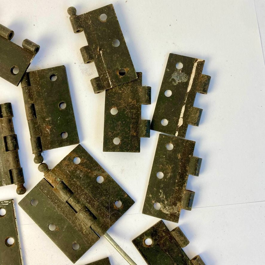 Lot Antique Cast Iron Hinge Parts Cabinet Door Butt Hinges Vintage