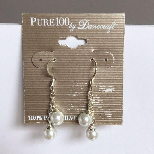 Danecraft 10.0% Pure Silver Pearl Drop Earrings