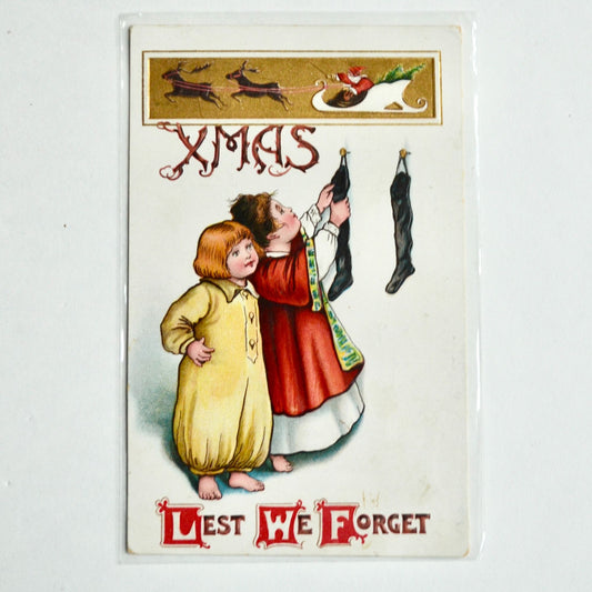 Antique Early 1900s Xmas Lest We Forget Postcard