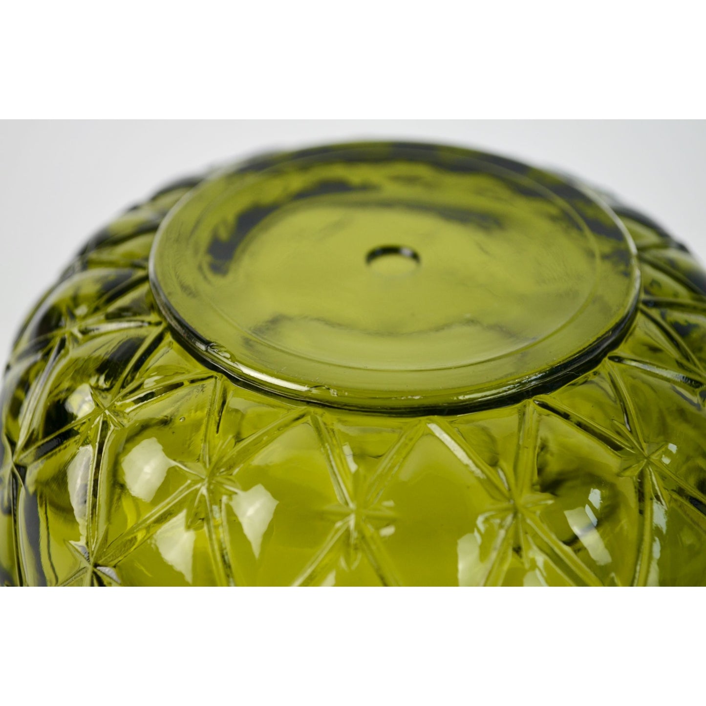 Indiana Glass Green Quilted Diamond Fluted Candy Dish Bowl