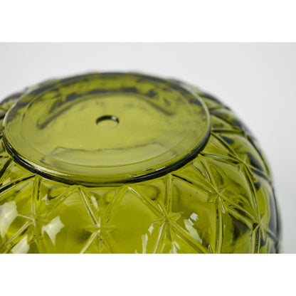 Indiana Glass Green Quilted Diamond Fluted Candy Dish Bowl