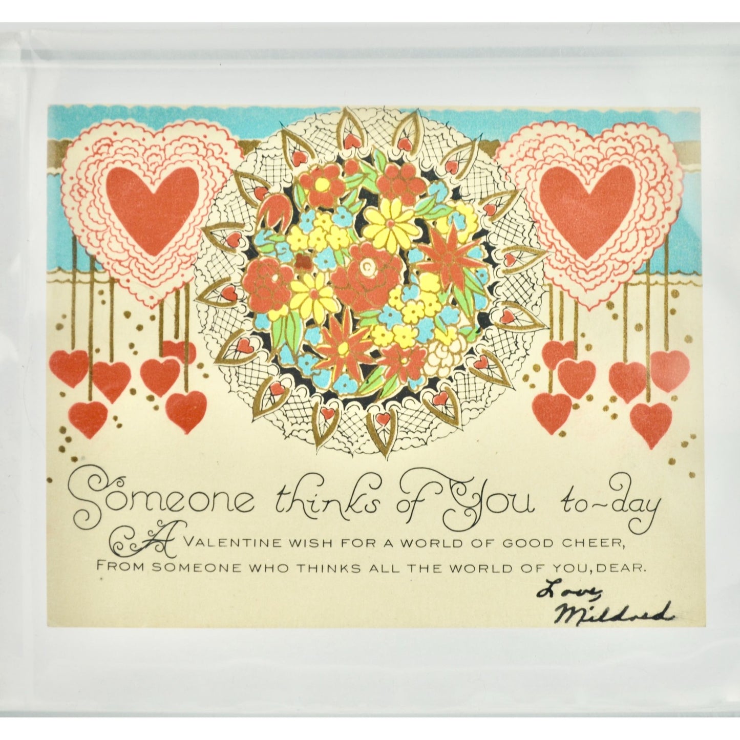 Vintage Valentine's Day Card Someone Thinks of You To-Day