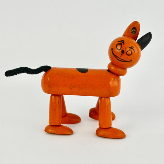 Little Orphan Annie Articulating Orange Wooden Dog Toy Vintage