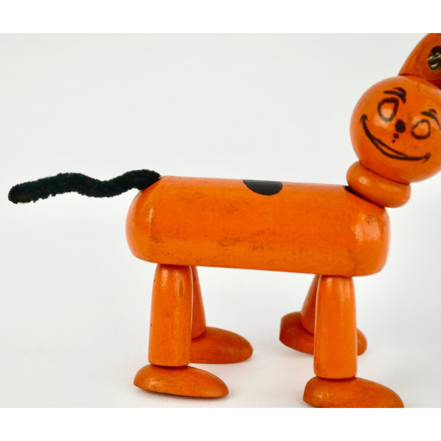 Little Orphan Annie Articulating Orange Wooden Dog Toy Vintage