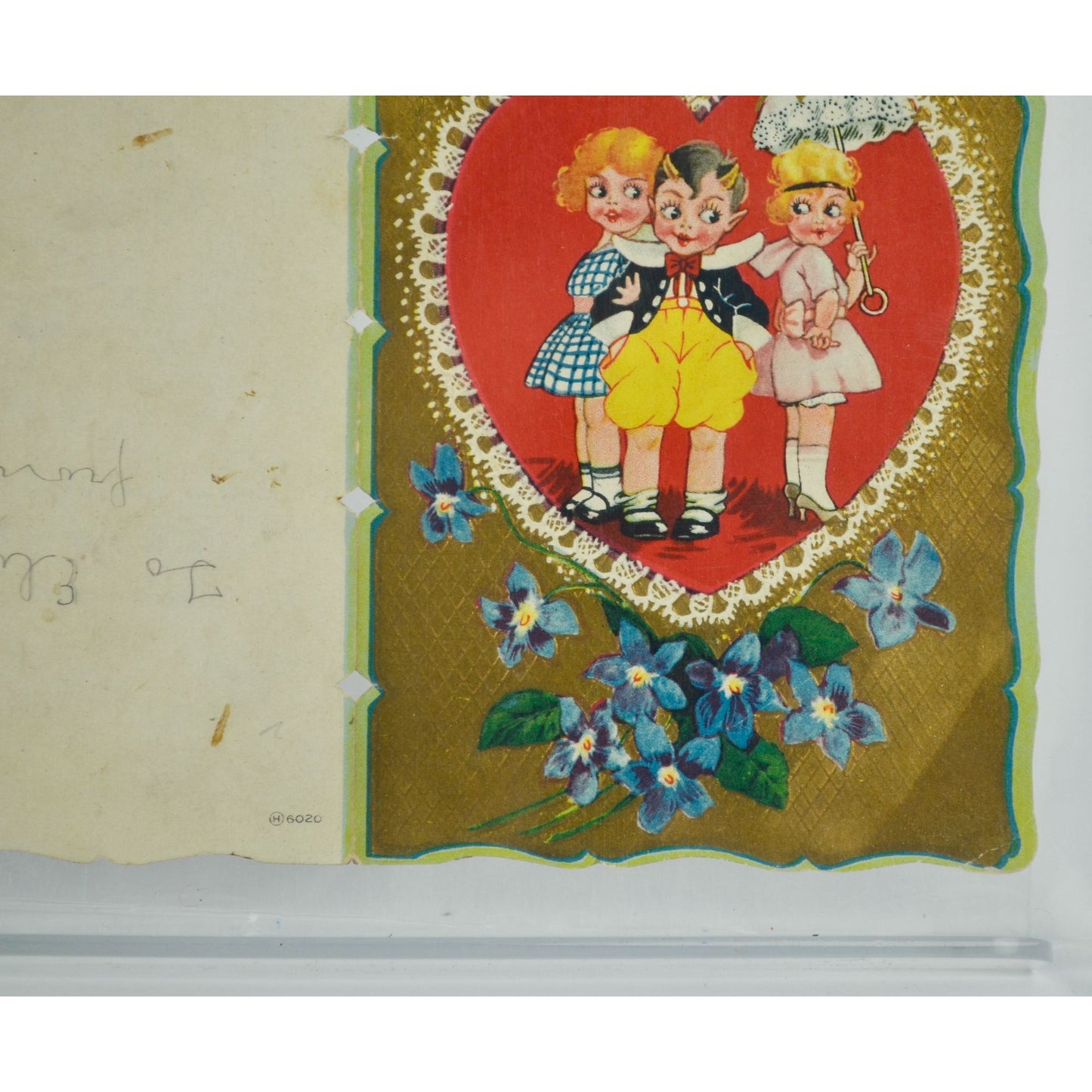 1930s Vintage Valentine Card To My Valentine Boy Two Girls