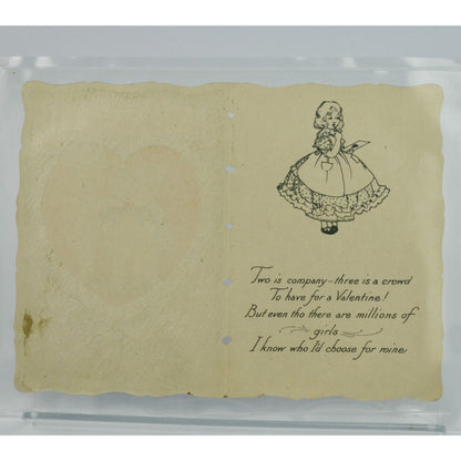 1930s Vintage Valentine Card To My Valentine Boy Two Girls