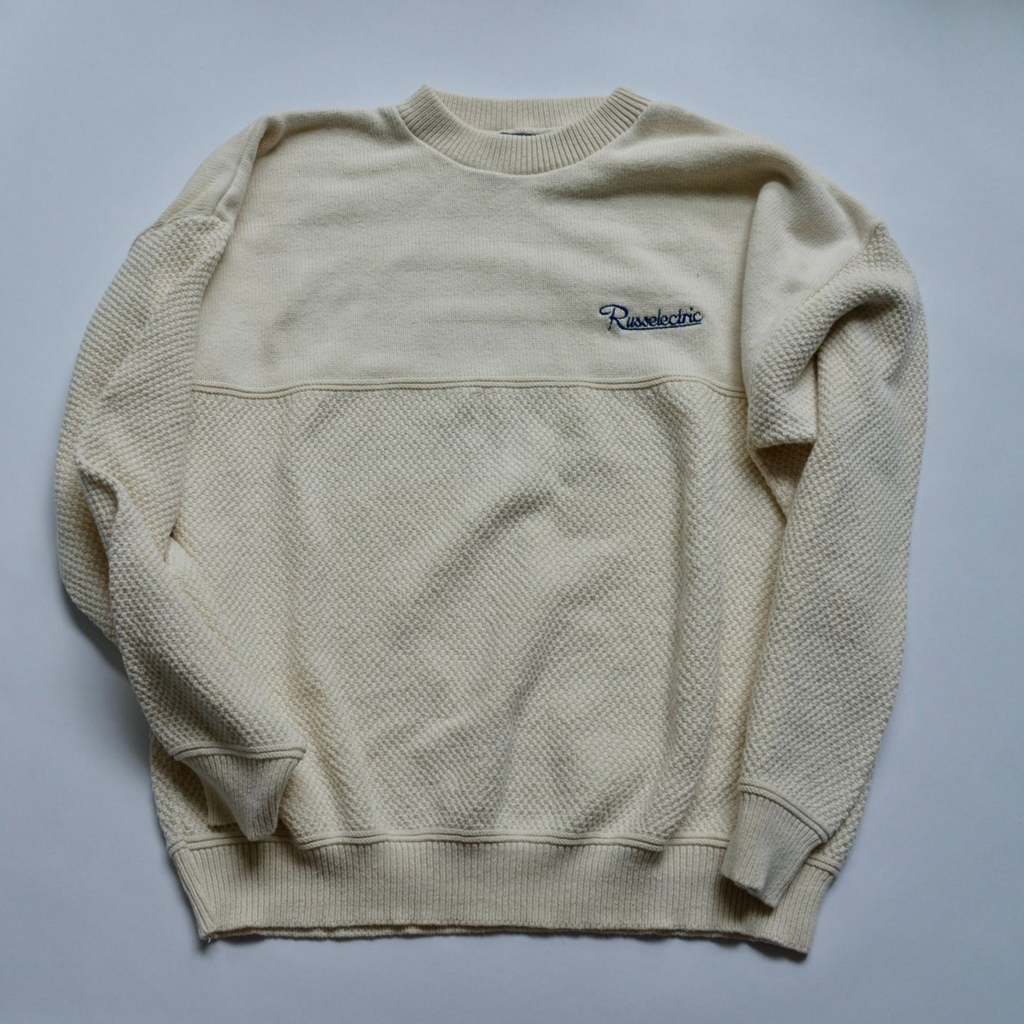 Lee 100% Cotton Russelectric Vintage 90s Sweater Cream Logo XL