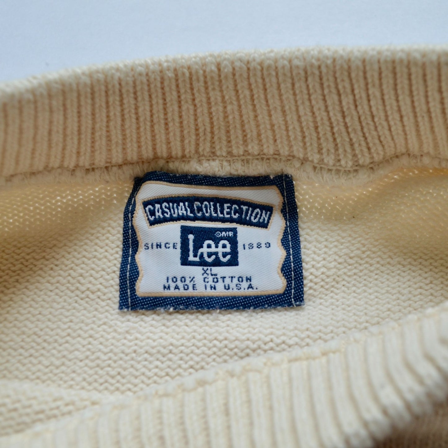 Lee 100% Cotton Russelectric Vintage 90s Sweater Cream Logo XL