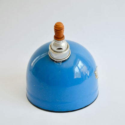Vintage Blue Enamelware Tea Kettle Whistling Teapot 7"