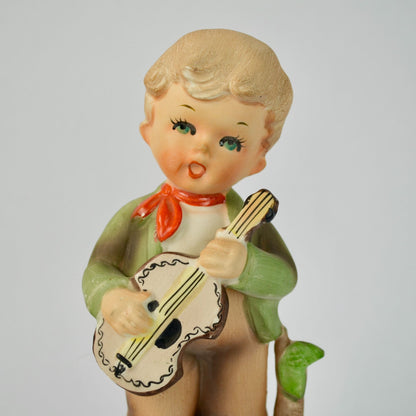 Enesco Japan Boy Playing Guitar Singing 8.5"