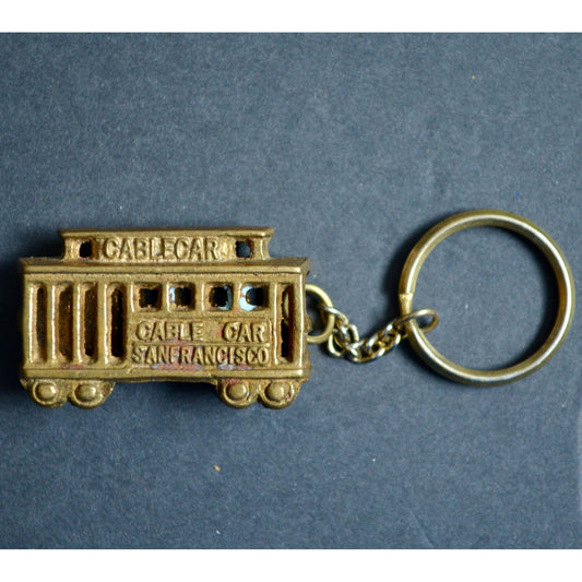 Vintage Brass Cable Car San Francisco Keychain