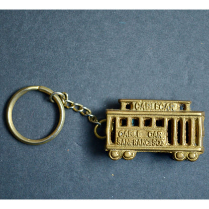 Vintage Brass Cable Car San Francisco Keychain