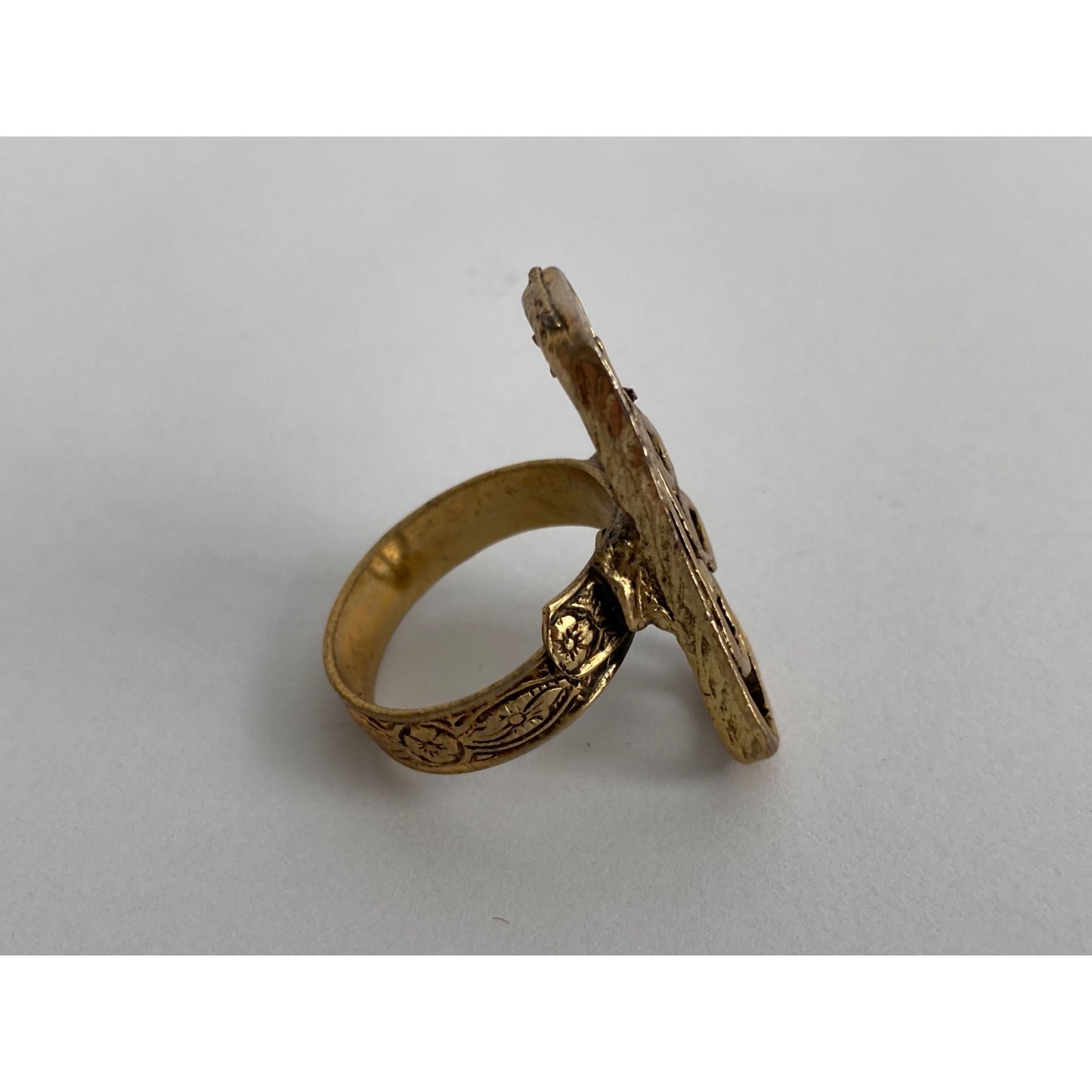 Vintage Art Deco Brass ? Abstract Adjustable Ring