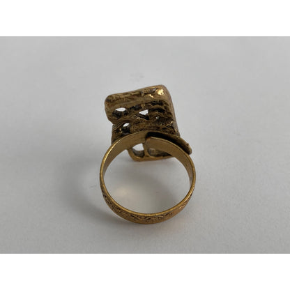 Vintage Art Deco Brass ? Abstract Adjustable Ring