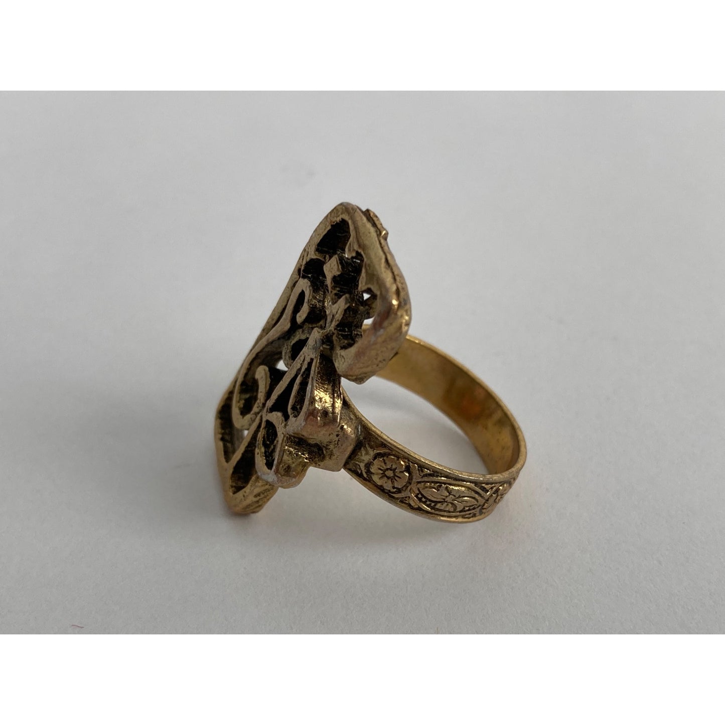 Vintage Art Deco Brass ? Abstract Adjustable Ring