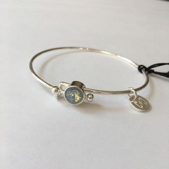 Coco + Carmen Silver Adjustable Bangle Bracelet Blue