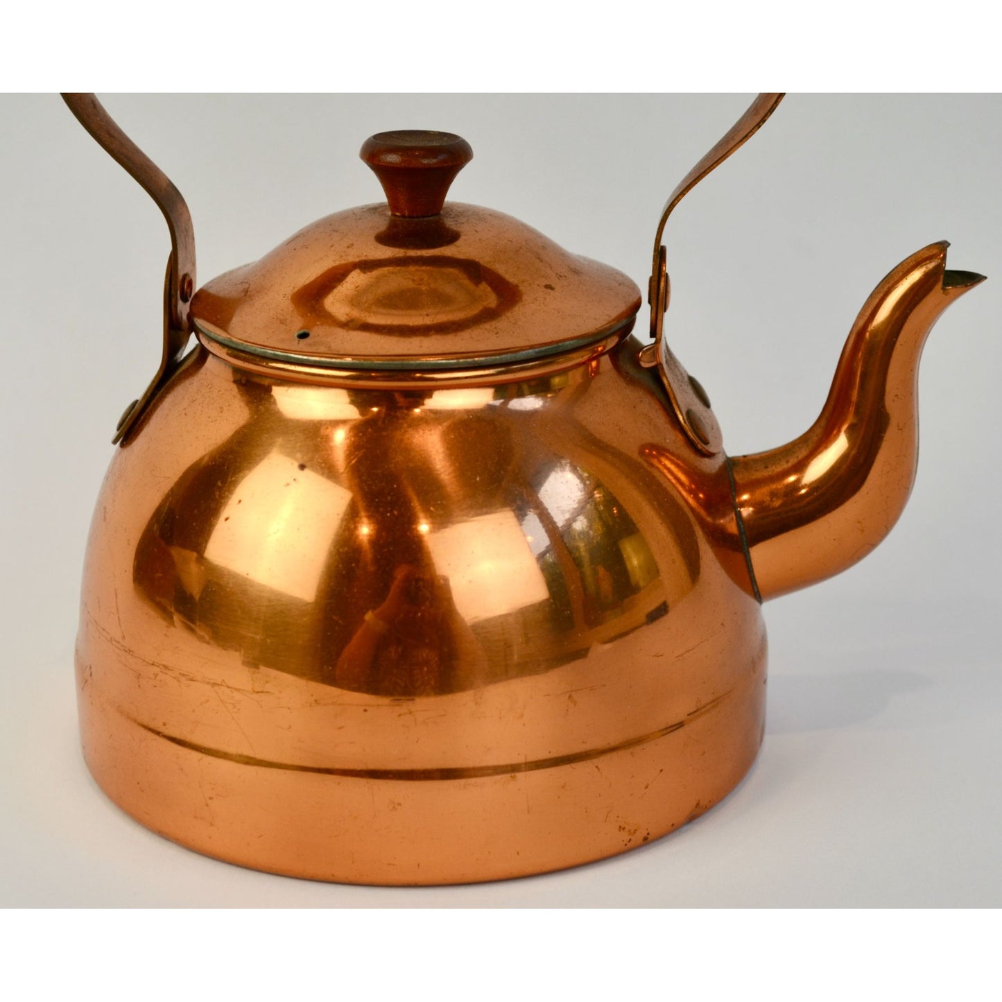 ODI Portugal Copper Teapot Wooden Handle Vintage